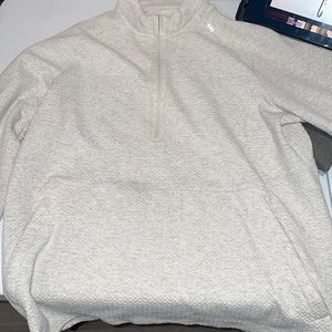 At Ease Half Zip, Heathered Light Ivory/White